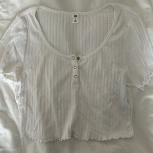 White cropped tshirt with buttons size small
